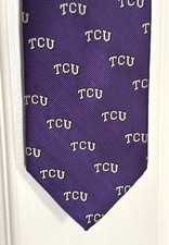 PETER MILLAR Tie Texas Christian University TCU 100% Silk Purple Logo