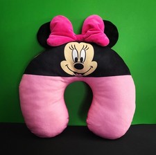 Disney Minnie Mouse 15" Travel Pillow Black and Pink with Bow