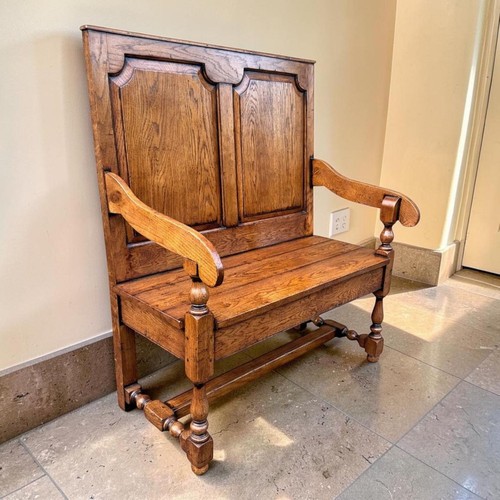 Oak settle hall seat - hall,