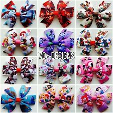 Character Cartoon Princess Animation Hair Bows Clips Slides 3" Grips 190+Designs