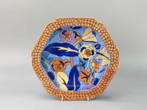 Large footed bowl with - large, peonies
