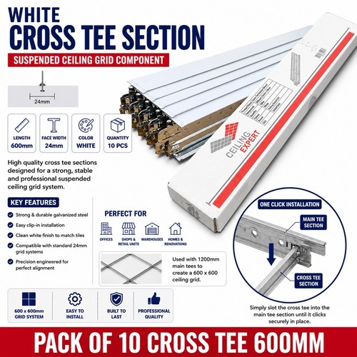 White cross tee - white, 600mm