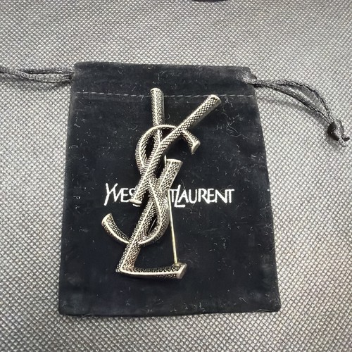 Silver tone ysl - silver, 2.6”