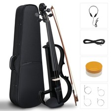 Full Size 4/4 Bunnel Edge Electric Silent Violin w/ Case Bow Rosin Headphone UK