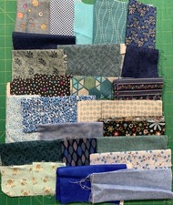 Branded Blue fabric scrap bag