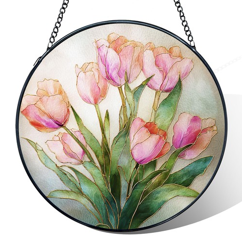 Pink tulip stained - tulip, glass