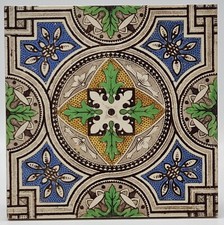 Antique Fireplace Tile Aesthetic Movement Print & Tint T.R Boote C1883