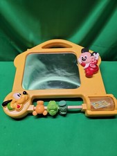1989# WALT DISNEY MATTEL  MUSICAL ACTIVITY MIRROR TOY BABY MICKEY PLUTO 