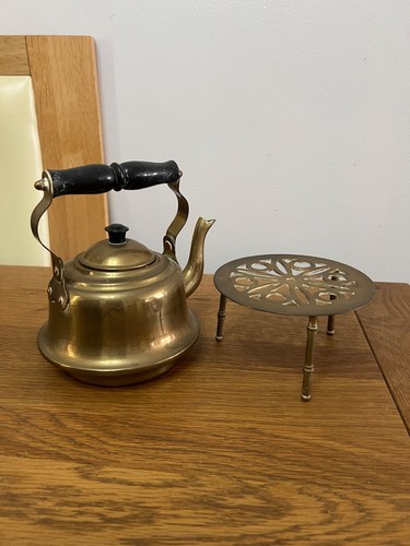 Vintage brass tea pot - vintage, with