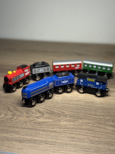 Wooden toy train set steam - 7,