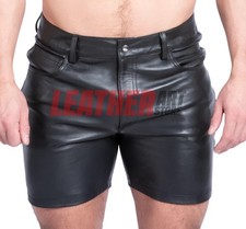 Men’s Black Leather Shorts