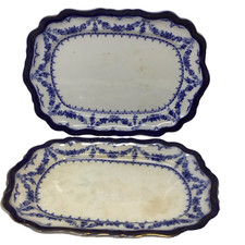 Antique Wedgewood & Co x2 Royal Semi Porcelain Meat Plates Large 13"x18" inches