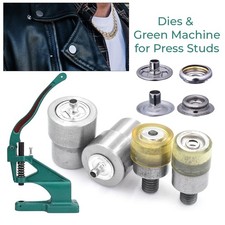 4 Parts Press Stud Setting Tool Dies Set + Green Hand Machine for Leather Crafts