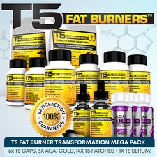 T5 FAT BURNERS MEGA BUNDLE -STRONGEST DIET /SLIMMING PILLS +PATCH +DETOX +SERUM