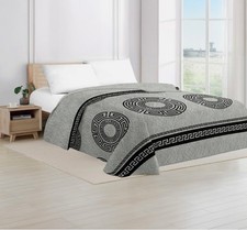 Egyptian Cotton Luxury Quilted Bedspread King Size Grey & Black UK King Size
