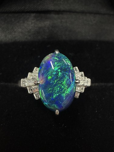 Solid black opal and diamond - solid,