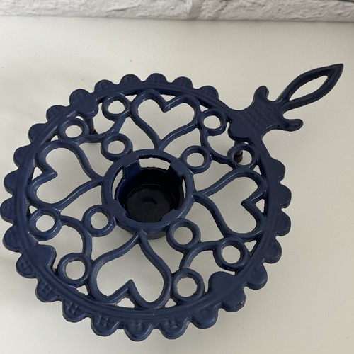 Vintage blue cast iron teapot - blue,