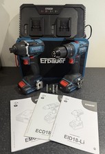 Erbauer 18v Combi Drill Ecd18 And 18v Impact Driver Eid18 Set