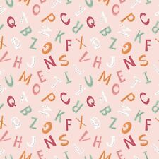 Alphabet Letters Fabric 112cm Wide 100% Cotton 4465P Pink