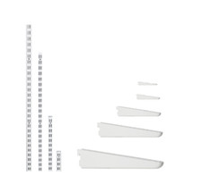 Twin Slot Shelving WHITE Uprights and Brackets Adjustable Strong Rack Wall Shelf