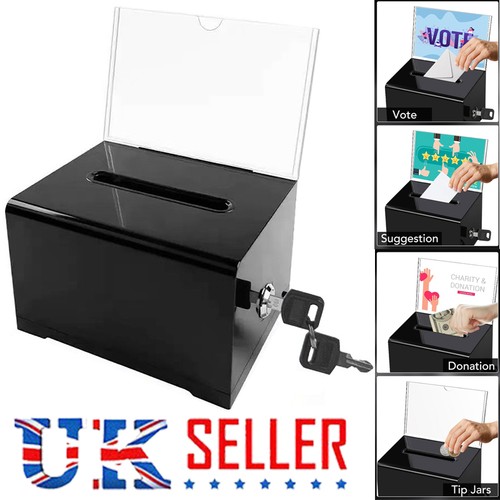 Acrylic donation box with lock - donation,