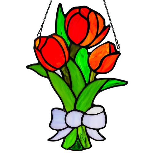 Stained glass tulip suncatcher - glass,