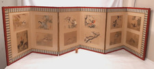 ON SALE! Antique Japanese Hand-Painted Wood SCREEN Room Divider BIRDS 1920s #1