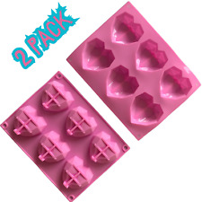 2PCS Diamond Heart 3D Silicone