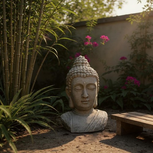 50cm buddha head garden - 50cm,