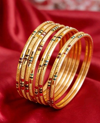 22k gold plated indian bangles - gold,