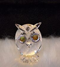 Swarovski Crystal Small Owl With Green Eyes