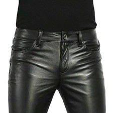 Mens Black PU Leather Trousers