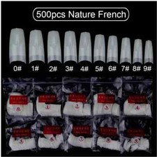 500 Natural False Nail Tips French Nail Tips 10 Different Sizes - TOP UK SELLER