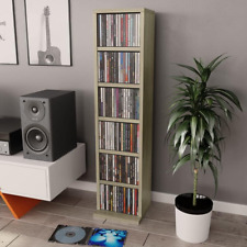 CD Cabinet Shelving Unit Storage Organizer Shelf Media Wood Tower Rack Oak Tone