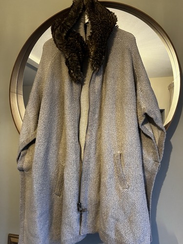 Zara knitted poncho with fur - zara,