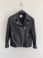 Zara Biker Jacket Black Real Sheep Leather Coat MEDIUM / UK 12