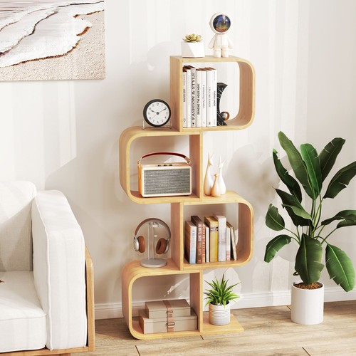 Shape tier bookcase bamboo - bookcase,