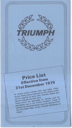 Triumph price list december - price,