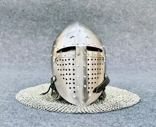 Medieval barbuta helmet - helmet, steel