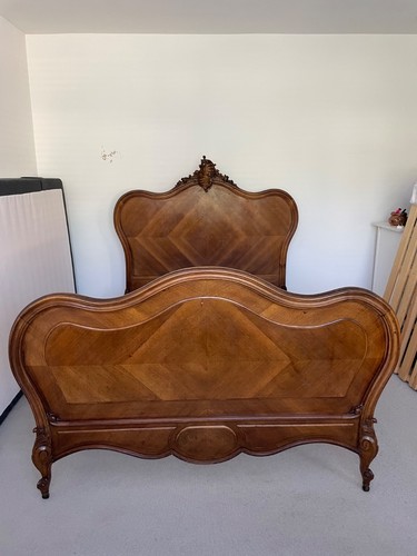 Antique french walnut bed - antique,