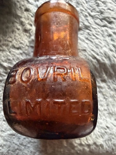 Vintage glass bovril bottle - glass,