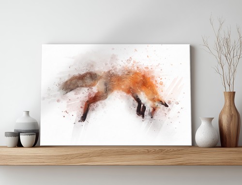Fox hunting art print - fox,