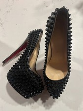 CHRISTIAN LOUBOUTIN Black Skike Spike 6” Platform Heels Size 38