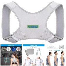 Men Women Posture Corrector Back Brace Lumbar Shoulder Belt + Knee Pad Support