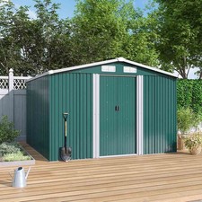 Garden Sanctuary 8x8ft Large Metal Garden Tool Storage Shed, Green