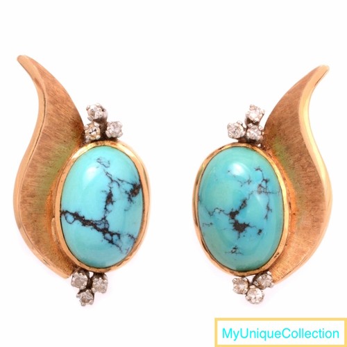 Antique turquoise diamond - turquoise, clip