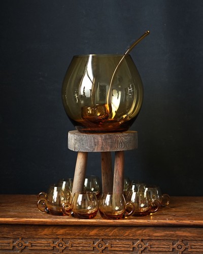 Vintage amber glass punch - vintage,