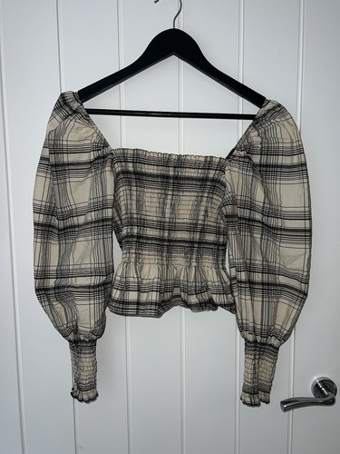 Zara beige black check - check, linen