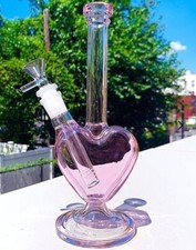 RORA 9" Tall Pink Heart Glass