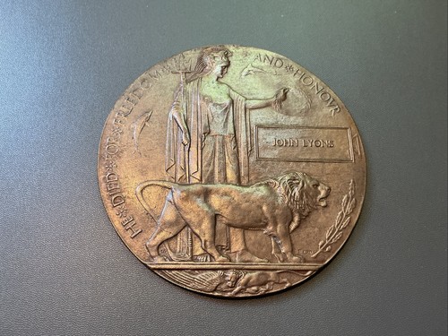 Ww1 memorial plaque john - john, lyons